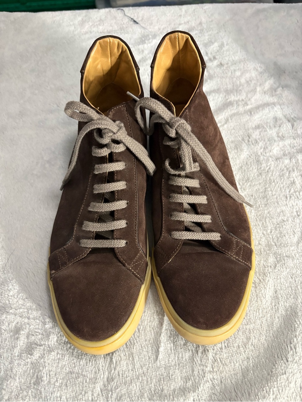 Loro Piana Brown Suede High-Top Sneakers with Cream Sole